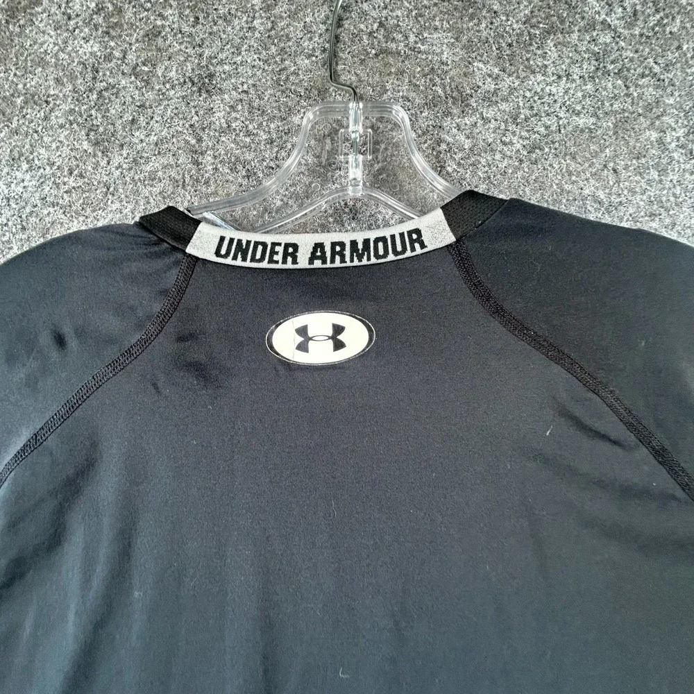 Under Armour HeatGear T-Shirt Mens L Black Compression Raglan Comfort‎ Stretch